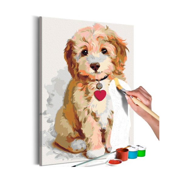 Zestaw płótna, farb i pędzli DIY Artgeist Puppy, 40x60 cm