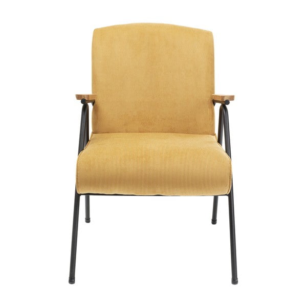 Żółty sztruksowy fotel Ryan – Kare Design