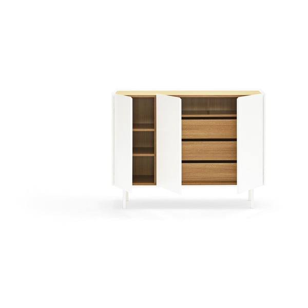 Biała niska komoda w dekorze dębu 110x85 cm Arista – Teulat-image-4