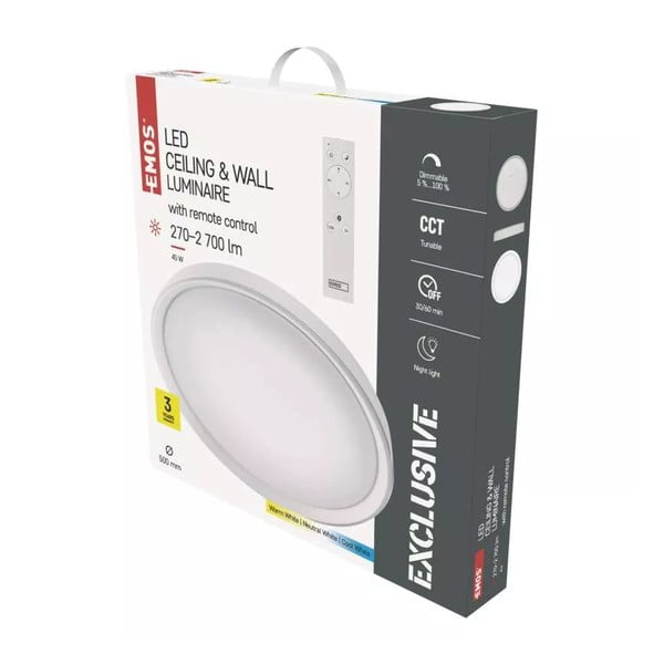 Biała lampa sufitowa LED ze zdalnym sterowaniem Ilvi – EMOS-image-1