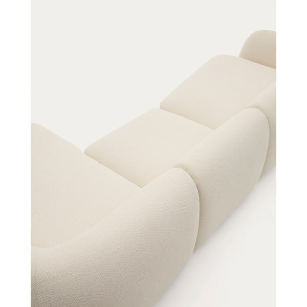 Kremowy narożnik z tkaniny szenilowej (prawostronny/z szezlongiem) Martina – Kave Home-image-1