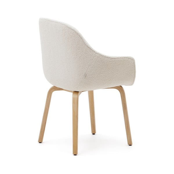 Biały tapicerowany fotel jadalniany Aleli – Kave Home-image-4