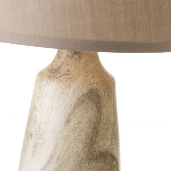 Beżowa ceramiczna lampa stołowa z tekstylnym kloszem (wys. 28 cm) – Casa Selección-image-3