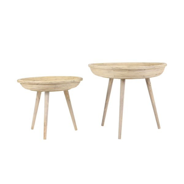Rattanowe okrągłe stoliki zestaw 2 szt. ø 56 cm Colon – Light & Living