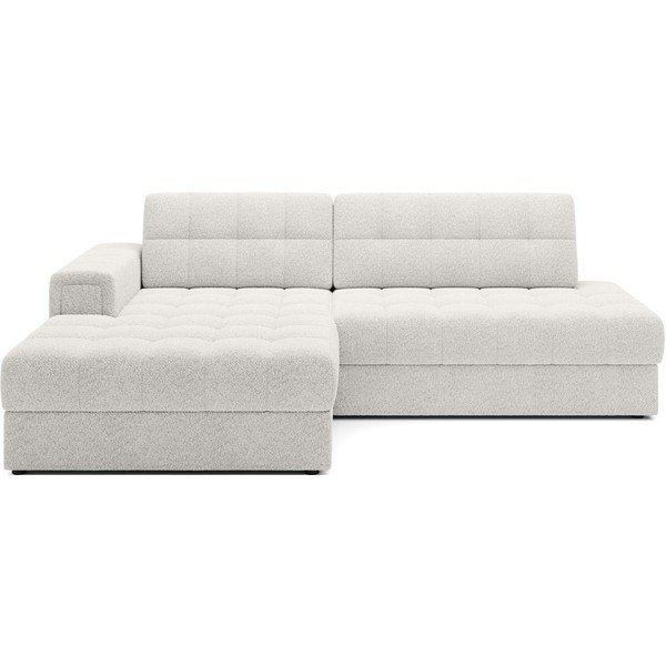 Kremowy rozkładany narożnik z materiału bouclé (lewostronny/z szezlongiem) Blezalt – ELTAP