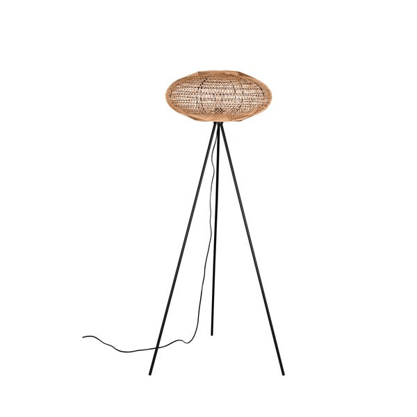 Czarno-naturalna lampa stojąca (wys. 150 cm) Hedda – Trio