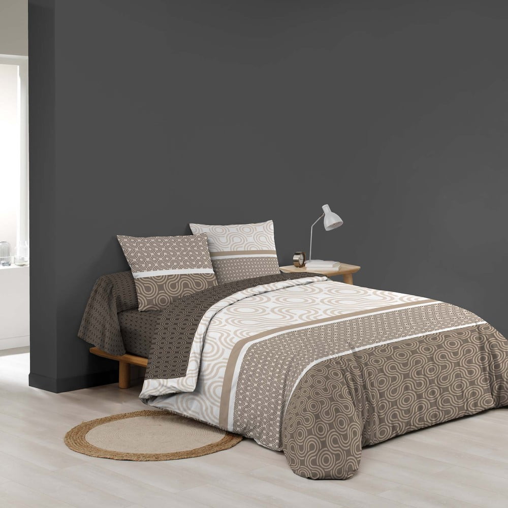 Brązowa bawełniana pościel dwuosobowa z prześcieradłem/6-częściowa 240x220 cm Pacha – douceur d'intérieur (zdjęcie 4)
