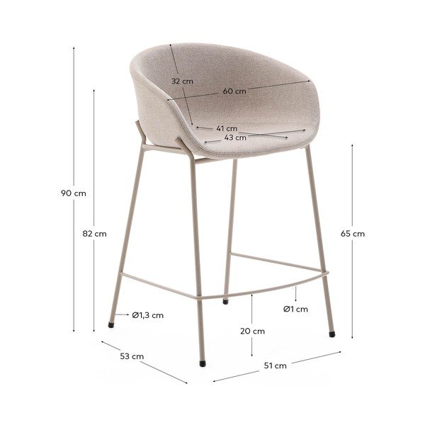 Beżowy hoker (wysokość siedziska 65 cm) Yvette – Kave Home-image-4