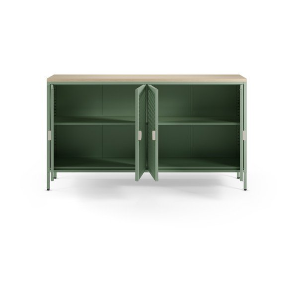 Miętowa/w naturalnym kolorze metalowa szafka 160x90x40 cm Sayla – Marckeric-image-1