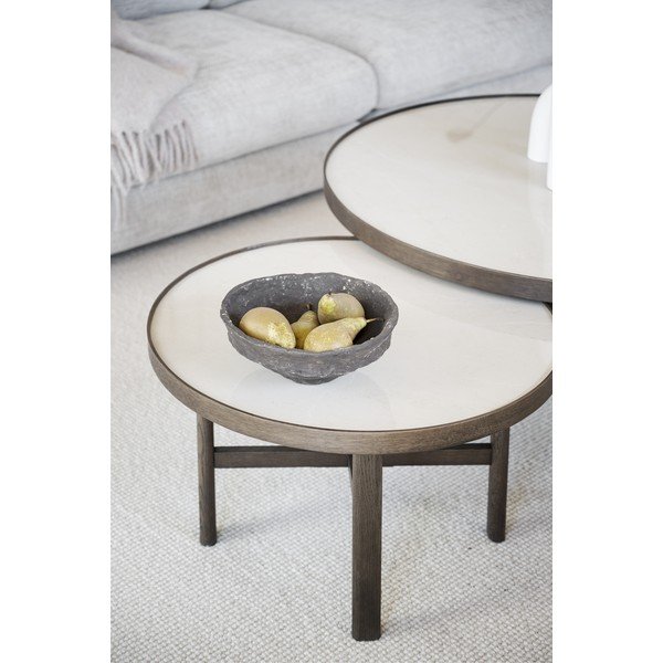 Ciemnobrązowy okrągły stolik z ceramicznym blatem 60x60 cm Marsden – Rowico-image-3