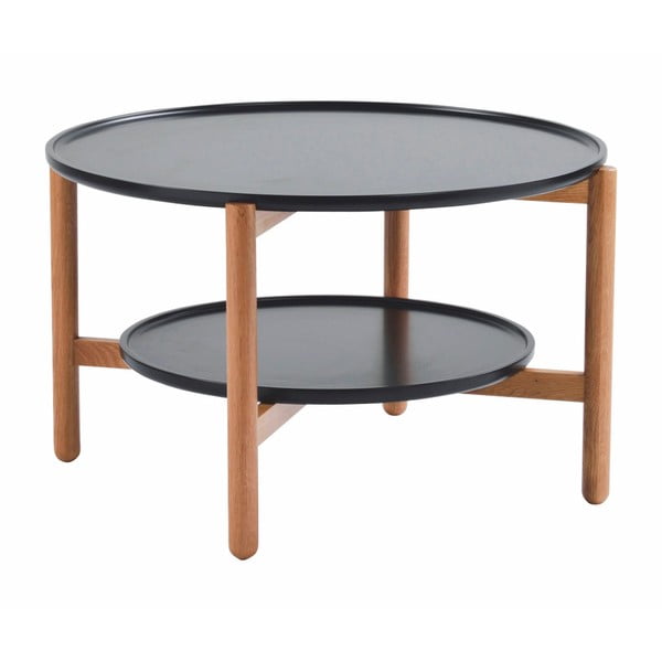 Czarny stolik z drewna dębowego Folke Wendigo, ⌀ 80 cm