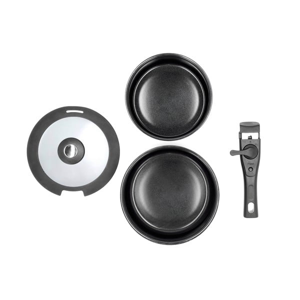 Aluminiowy zestaw rondli z odpinaną rączką, pokrywką i nieprzywierającą powierzchnią 2 szt. 2,4 l – Holm-image-2