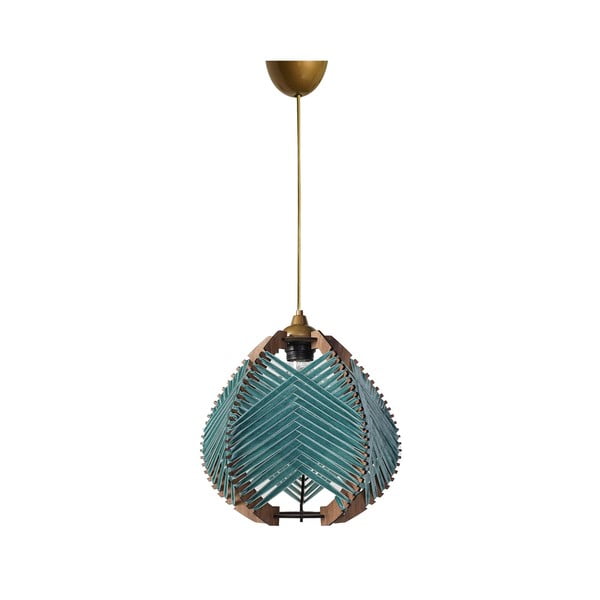 Niebiesko-naturalna lampa wisząca z tekstylnym kloszem ø 25 cm – Opviq lights