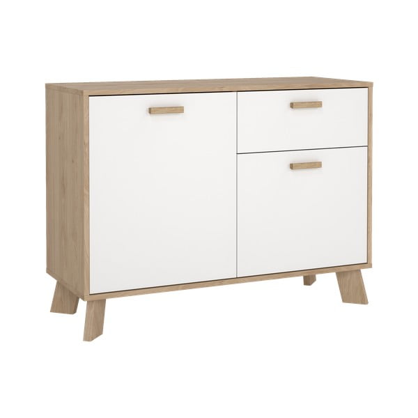 Biało-naturalna komoda w dekorze dębu 99x73x39 cm Ikast – Tvilum-image-4