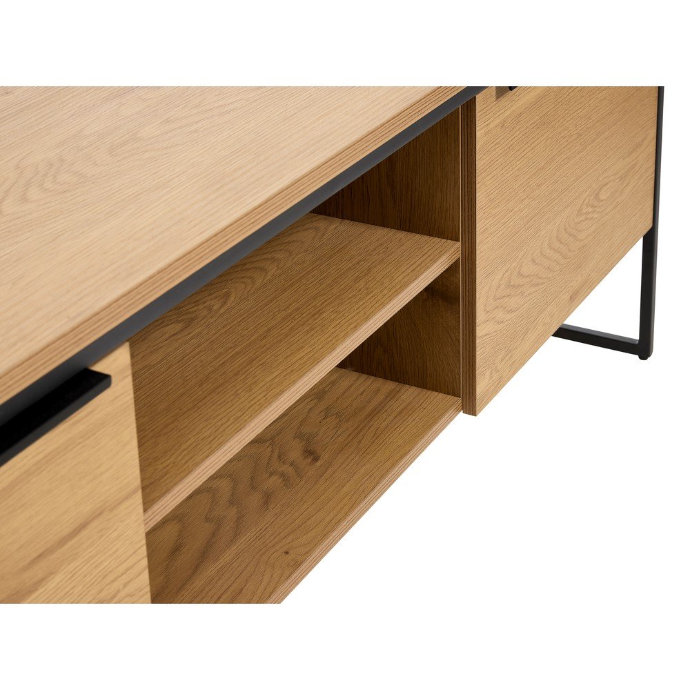 Szafka pod TV w dekorze dębu w naturalnym kolorze 155x55x45 cm Cesura – Unique Furniture (zdjęcie 4)