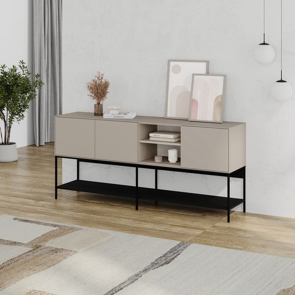 Czarno-kremowa komoda 180x80x40 cm Amira – Marckeric-image-2