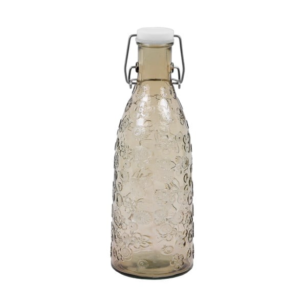 Brązowa butelka ze szkła z recyklingu Ego Dekor Flora, 950 ml