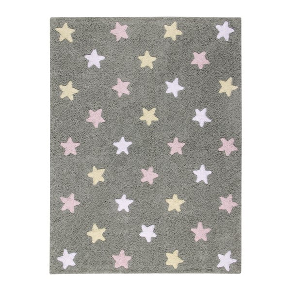 Szary dywan bawełniany wykonany ręcznie Lorena Canals Tricolor Stars, 120x160 cm