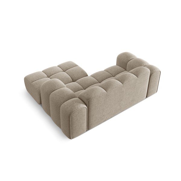 Jasnobrązowy narożnik z tkaniny szenilowej (prawostronny/z szezlongiem) Treno – Cosmopolitan Design-image-3