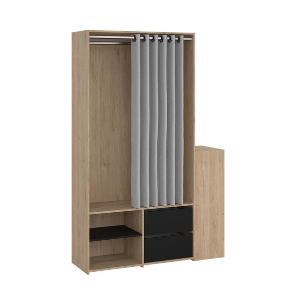 Czarno-naturalny zestaw do przedpokoju w dekorze dębu Kit – Tvilum-image-4