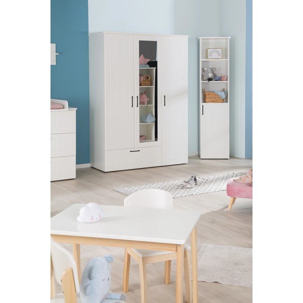 Biała szafa dziecięca z lustrem 139x190 cm Sylt – Roba-image-4