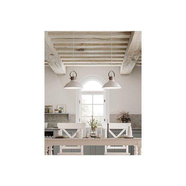 Biała lampa wisząca z metalowym kloszem Mees – GTV-image-1