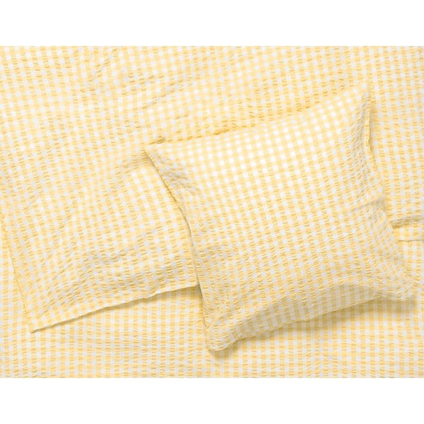 Żółto-biała pościel jednoosobowa z kory 140x200 cm Bæk&Bølge – JUNA-image-1