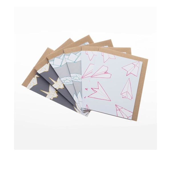 Komplet 6 kartek na życzenia Mixed Origami