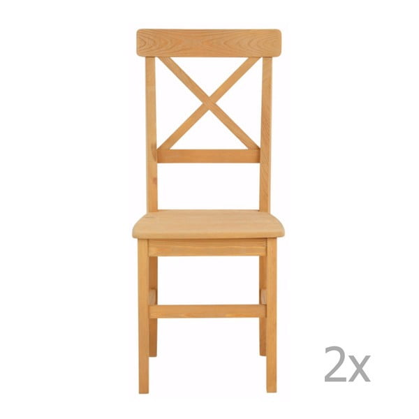 Zestaw 2 krzeseł z litego drewna sosnowego Støraa Nicoline