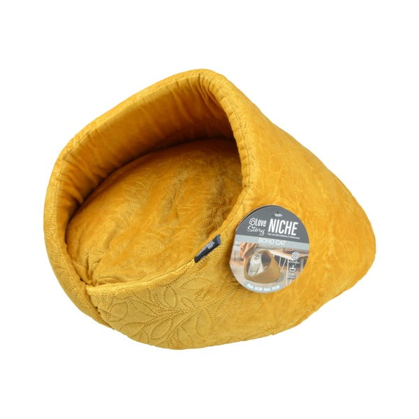 Musztardowa budka dla kotów ø 50 cm – Love Story