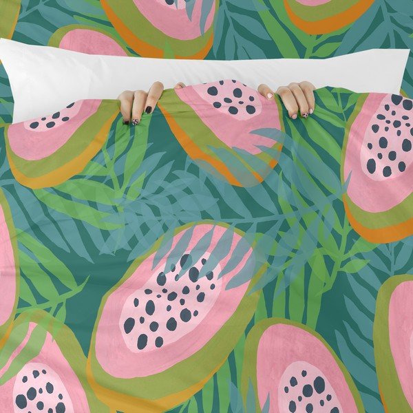 Zielono-różowa jednoosobowa poszwa na kołdrę 140x200 cm Papaya – Aware-image-4