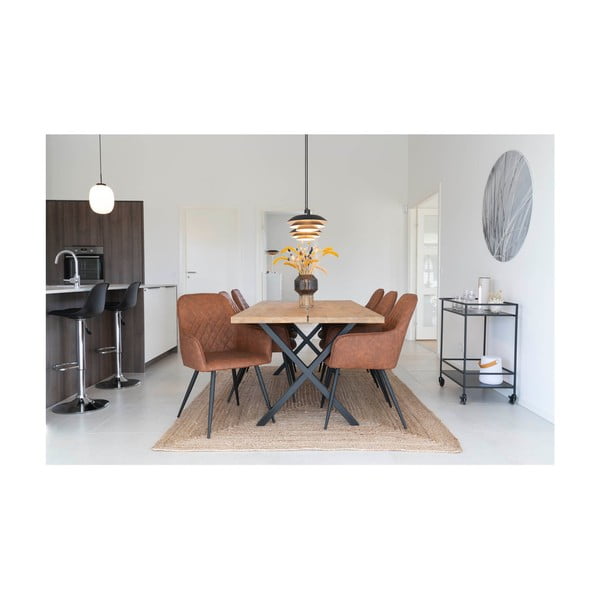 Brązowe tapicerowane fotele jadalniane zestaw z podłokietnikami 2 szt. Harbo – House Nordic-image-3