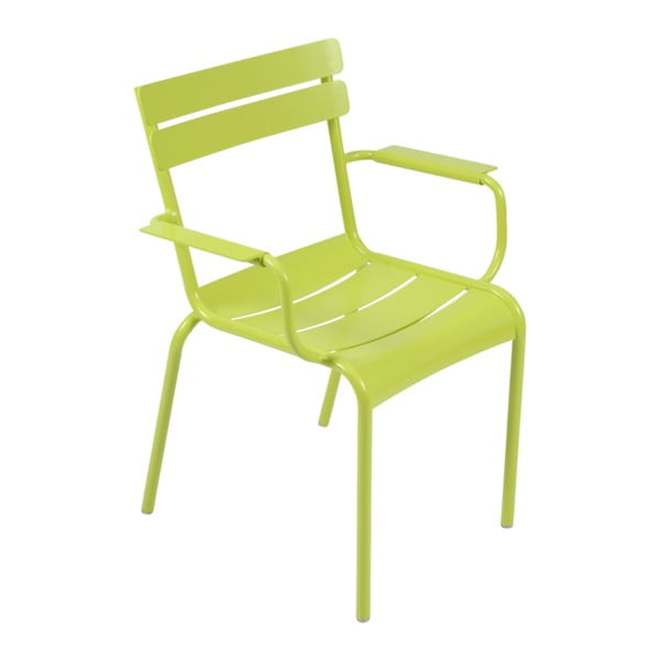 Zielone krzesło ogrodowe z podłokietnikami Fermob Luxembourg