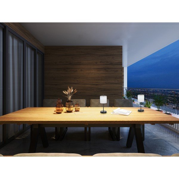 Czarno-biała lampa stołowa LED ze ściemniaczem (wysokość 34,5 cm) Riva – Fischer & Honsel-image-1