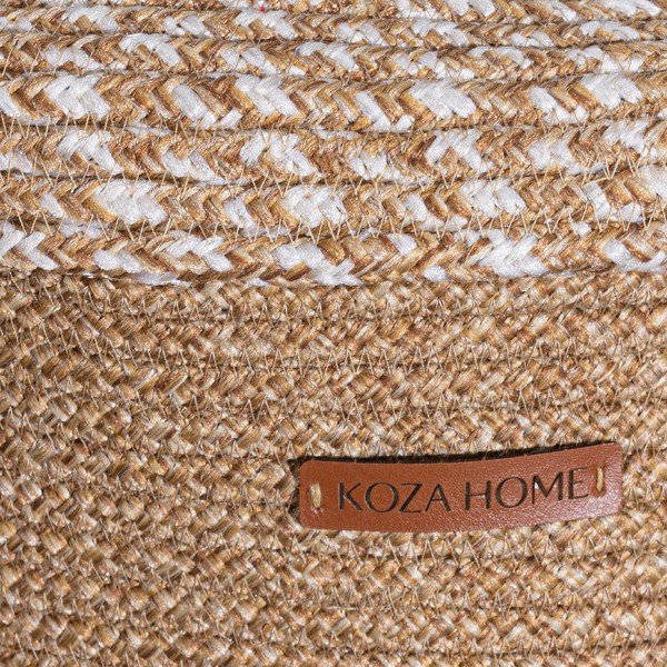 Beżowy tekstylny pojemnik z pokrywką 36x45x50 cm – Mioli Decor-image-3