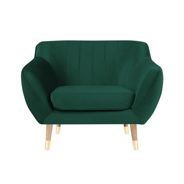 Ciemnozielony aksamitny fotel Mazzini Sofas Benito