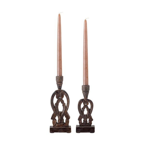 Drewniane świeczniki zestaw 2 szt. Bernie – Bloomingville-image-2