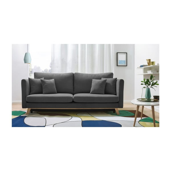Ciemnoszara rozkładana sofa Bobochic Paris Triplo-image-4