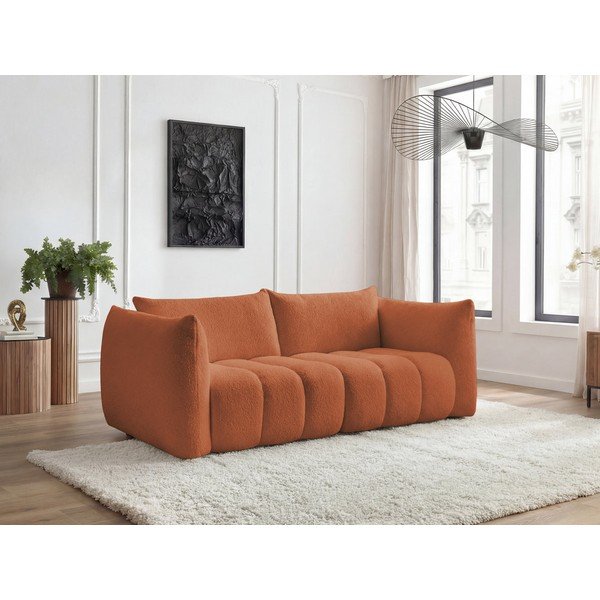 Pomarańczowa sofa z materiału bouclé 234 cm Azra – Bobochic Paris-image-1