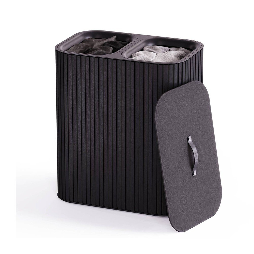Czarny bambusowy kosz na pranie 2x45 l Tota Luxe – Joseph Joseph