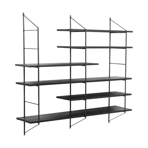 Czarna wielopoziomowa półka z litego drewna paulowni 120 cm Belfast – Actona-image-2