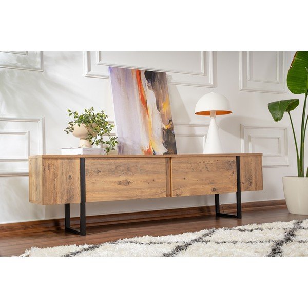 Szafka pod TV w dekorze sosny w naturalnym kolorze 180x50x29,5 cm Serenity – Kalune Design-image-1