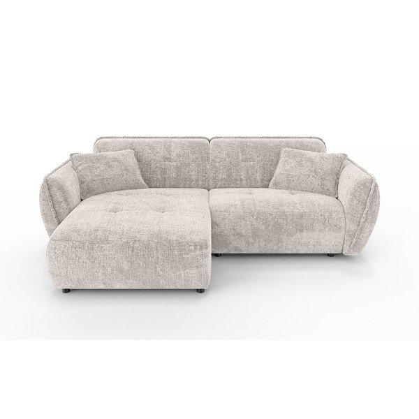 Beżowy narożnik z tkaniny szenilowej (lewostronny/z szezlongiem) Nelia – Ropez