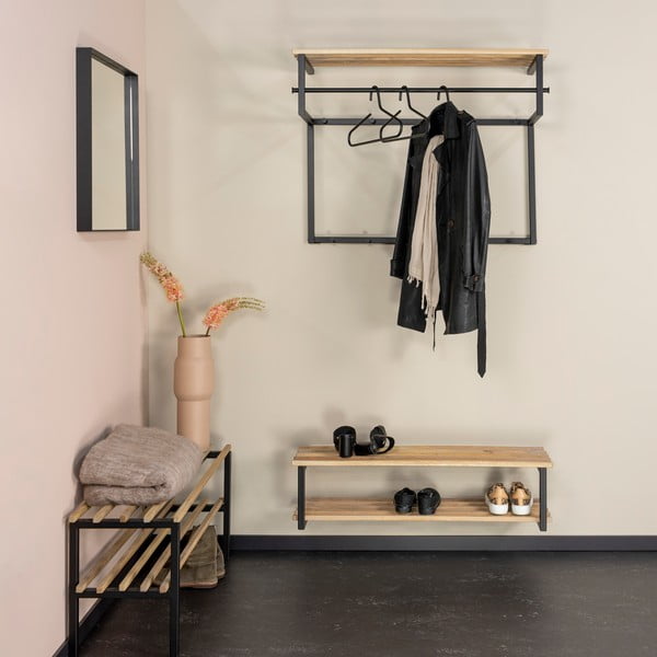 Czarna/w naturalnym kolorze metalowa wisząca szafka na buty 100x26x34 cm Marco – Spinder Design-image-1