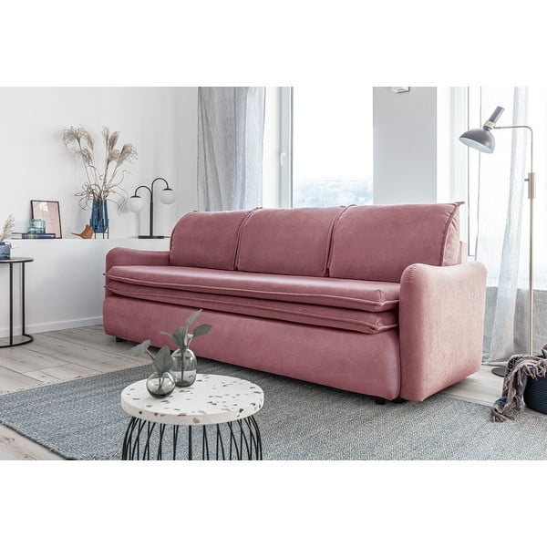 Różowa aksamitna rozkładana sofa Miuform Tender Eddie-image-4
