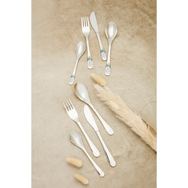 Sztućce dla dzieci ze stali nierdzewnej w kolorze srebra 4 szt. Unicorn – Zilverstad-image-1