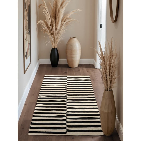 Czarno-biały wełniany chodnik dwustronny tkany ręcznie 80x200 cm Donna – Hanse Home-image-1
