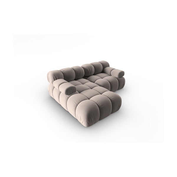 Jasnobrązowy aksamitny narożnik modułowy (lewostronny) Bellis – Micadoni -image-4