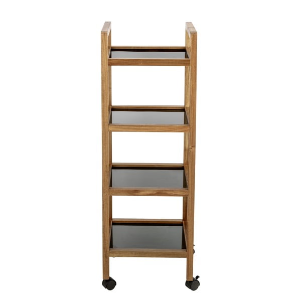 Czarno-naturalny regał łazienkowy z litego drewna akacjowego 35x101,5 cm Fondi – Wenko-image-3