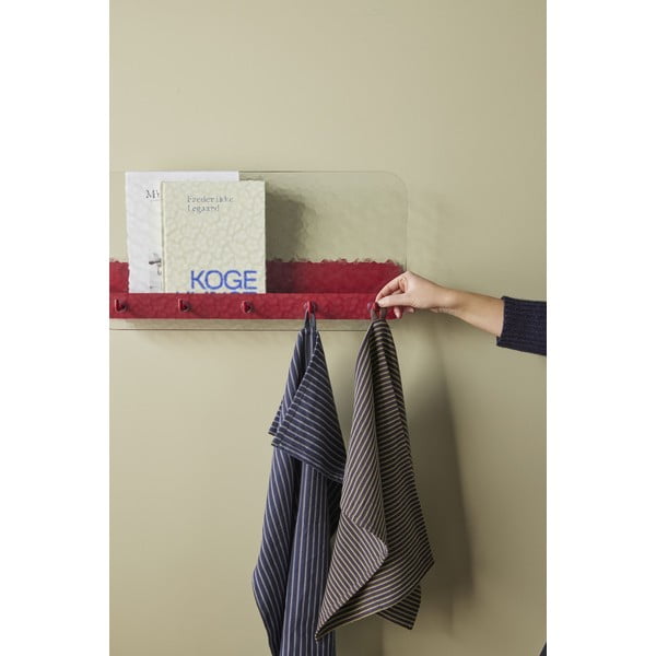 Czerwony metalowy wieszak ścienny z półką Shack - Hübsch-image-1